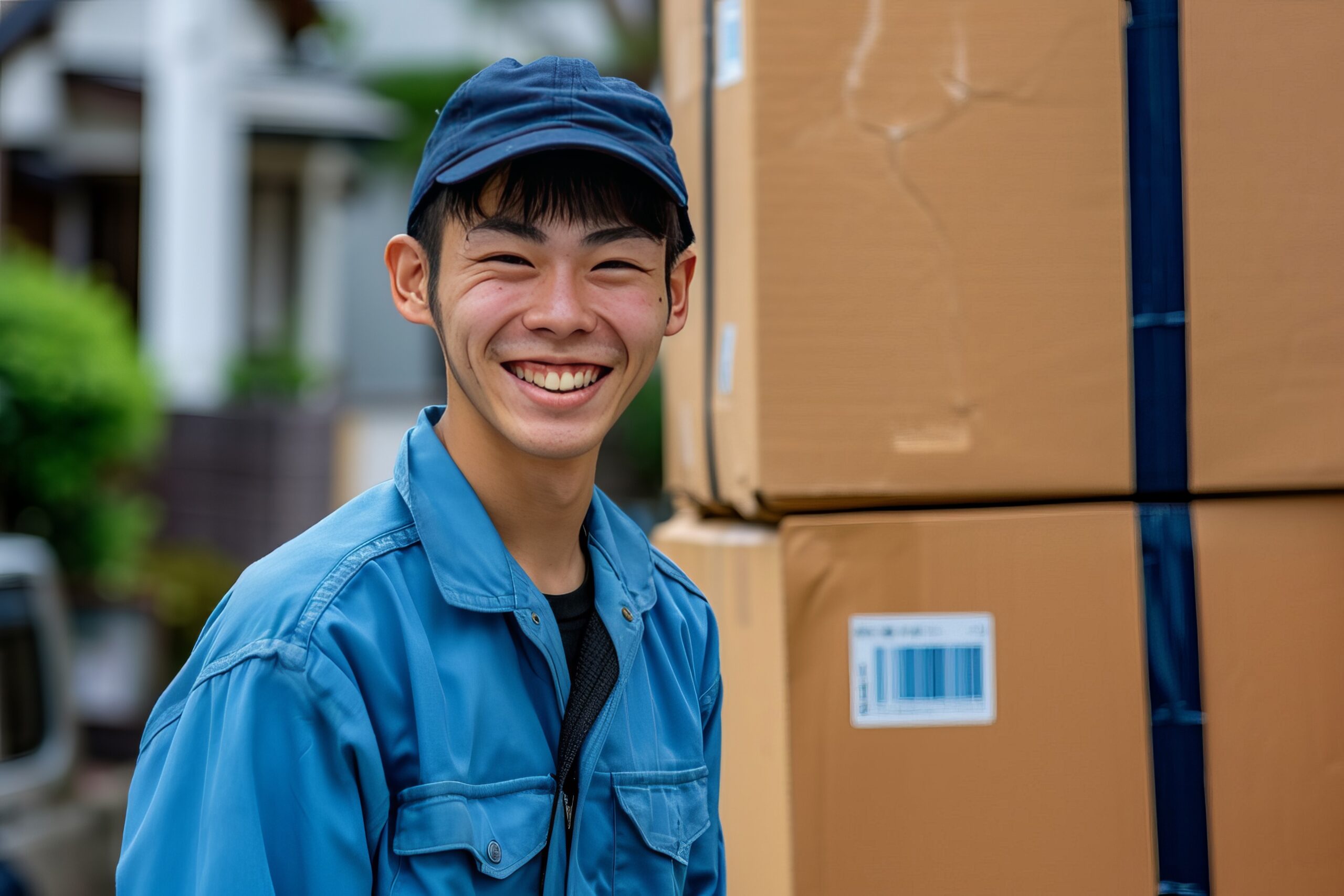 オフィス移転作業の男性従業員